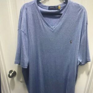 Polo by Ralph Lauren Men's Blue V-Neck Shirt